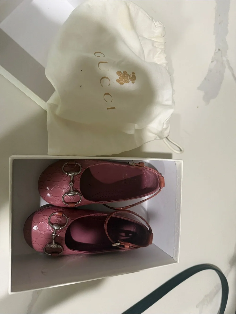 Gucci Girls Mauve Patent Leather Horsebit Mary Janes
